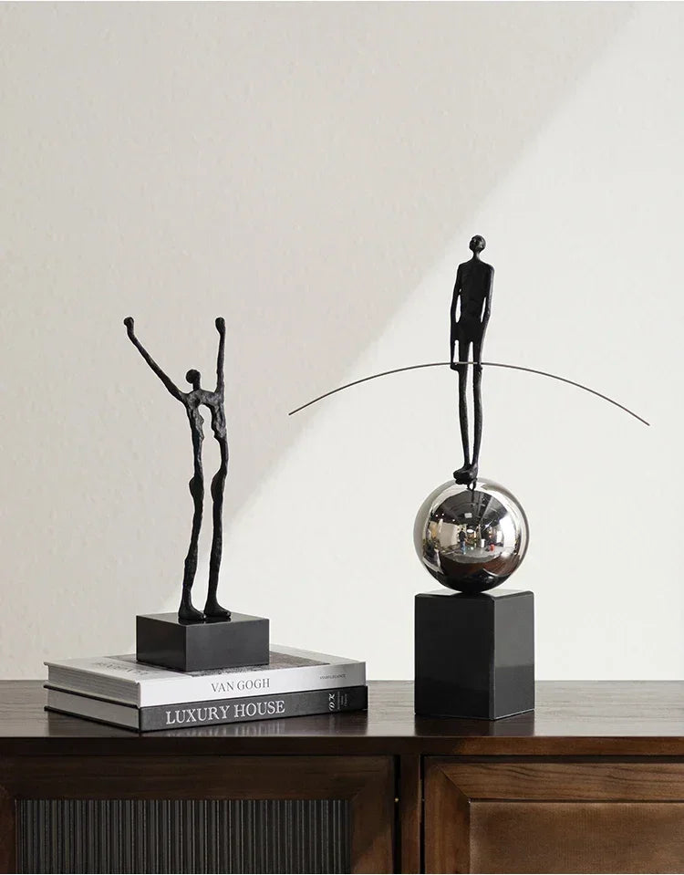 Abstract Sculpture - Acrobatic Figurine Gold Finish, dimensions view - House Of Avana