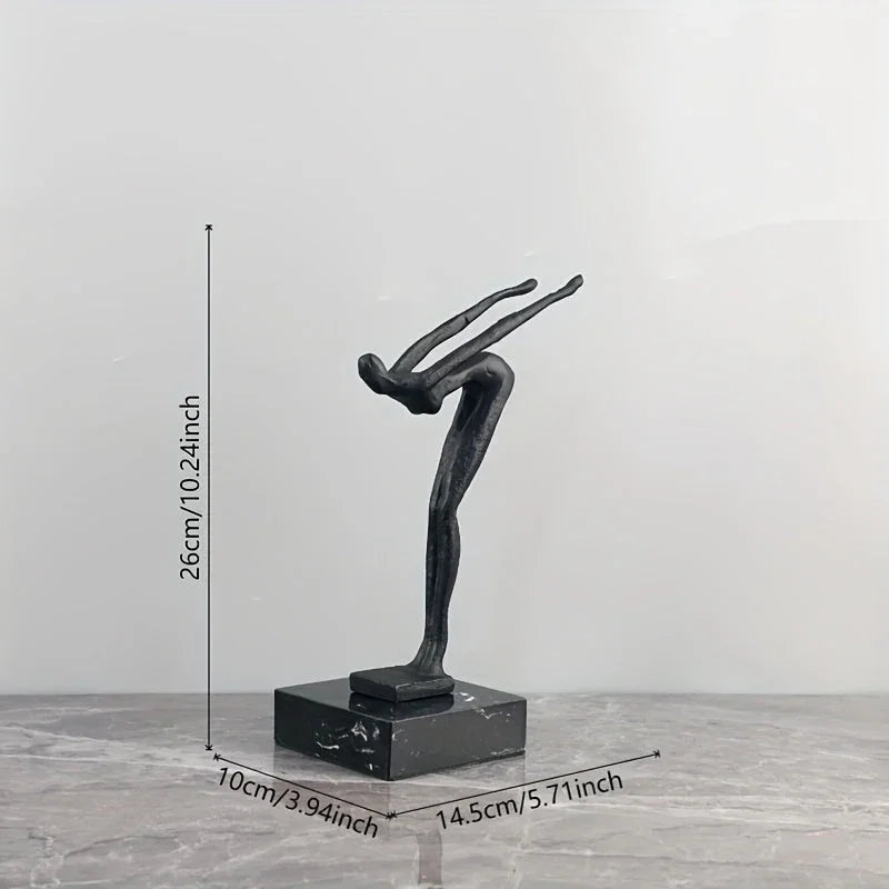 Of Cast Iron Abstract Human-shaped Sculpture Art - Marble Base, Indoor and Outdoor Home Decor, Suitable... - House Of Avana