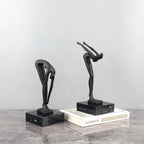 Of Cast Iron Abstract Human-shaped Sculpture Art - Marble Base, Indoor and Outdoor Home Decor, Suitable... - House Of Avana