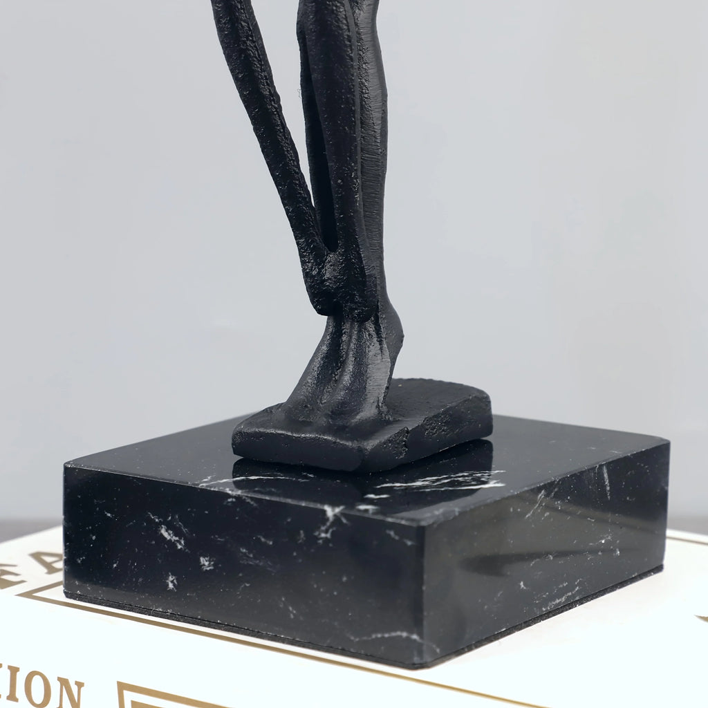 Of Cast Iron Abstract Human-shaped Sculpture Art - Marble Base, Indoor and Outdoor Home Decor, Suitable... - House Of Avana