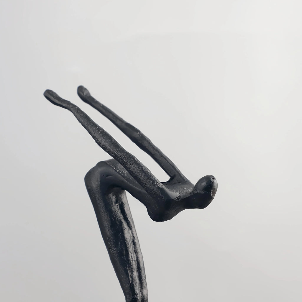 Of Cast Iron Abstract Human-shaped Sculpture Art - Marble Base, Indoor and Outdoor Home Decor, Suitable... - House Of Avana