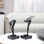 Of Cast Iron Abstract Human-shaped Sculpture Art - Marble Base, Indoor and Outdoor Home Decor, Suitable... - House Of Avana