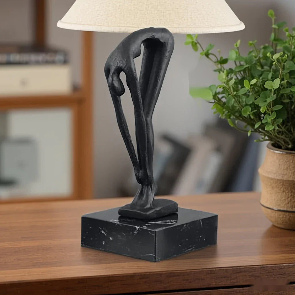 Of Cast Iron Abstract Human-shaped Sculpture Art - Marble Base, Indoor and Outdoor Home Decor, Suitable... - House Of Avana