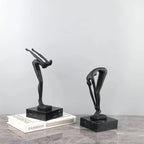 Of Cast Iron Abstract Human-shaped Sculpture Art - Marble Base, Indoor and Outdoor Home Decor, Suitable... - House Of Avana