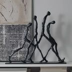 Metal Abstract Humanoid Sculpture Art Piece - Modern Minimalist Ascending Figures, Durable Metal Indoor... - House Of Avana