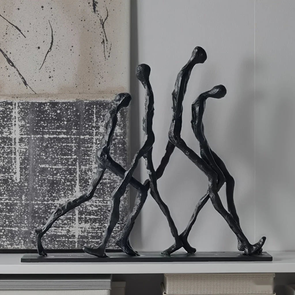 Metal Abstract Humanoid Sculpture Art Piece - Modern Minimalist Ascending Figures, Durable Metal Indoor... - House Of Avana