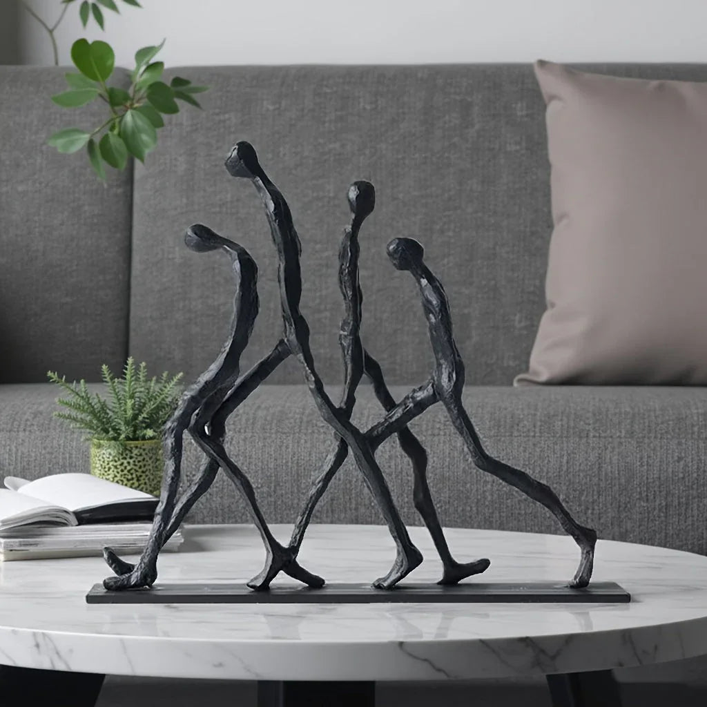 Metal Abstract Humanoid Sculpture Art Piece - Modern Minimalist Ascending Figures, Durable Metal Indoor... - House Of Avana