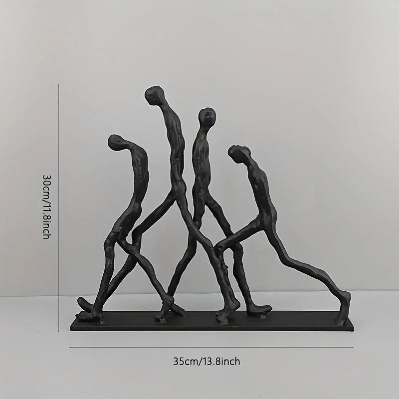 Metal Abstract Humanoid Sculpture Art Piece - Modern Minimalist Ascending Figures, Durable Metal Indoor... - House Of Avana