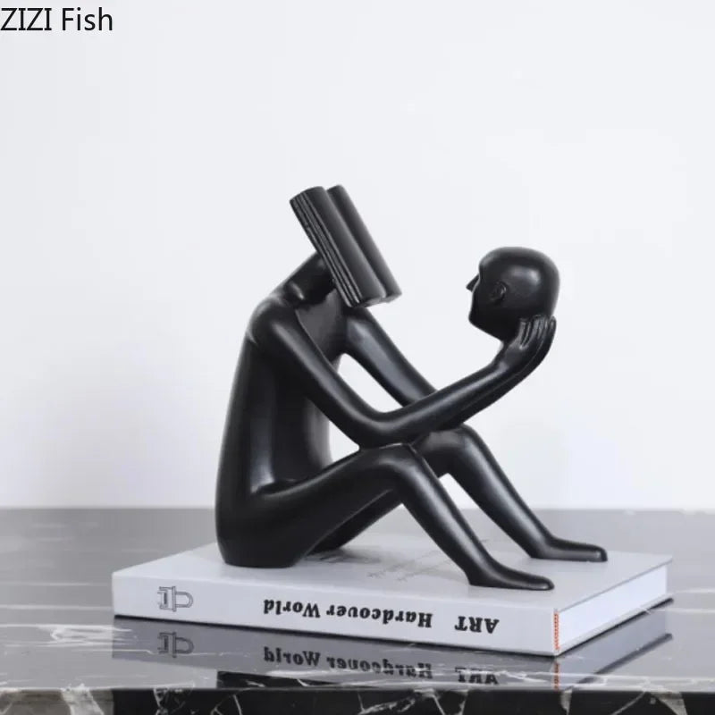 Book Reader Figure Sculpture Room Aesthetic Decor Creative Character Resins Crafts Abstract Figures... - House Of Avana