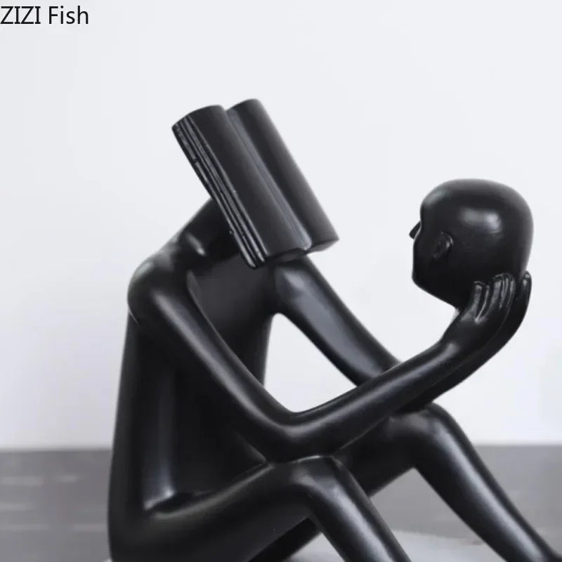Book Reader Figure Sculpture Room Aesthetic Decor Creative Character Resins Crafts Abstract Figures... - House Of Avana
