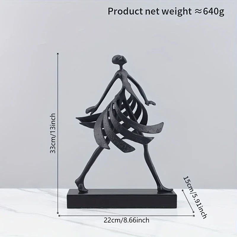 Abstract Metal with Marble Base, Skirt Goddess Human Figure Sculpture Artwork, Suitable for Living Room,... - House Of Avana