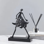 Abstract Metal with Marble Base, Skirt Goddess Human Figure Sculpture Artwork, Suitable for Living Room,... - House Of Avana