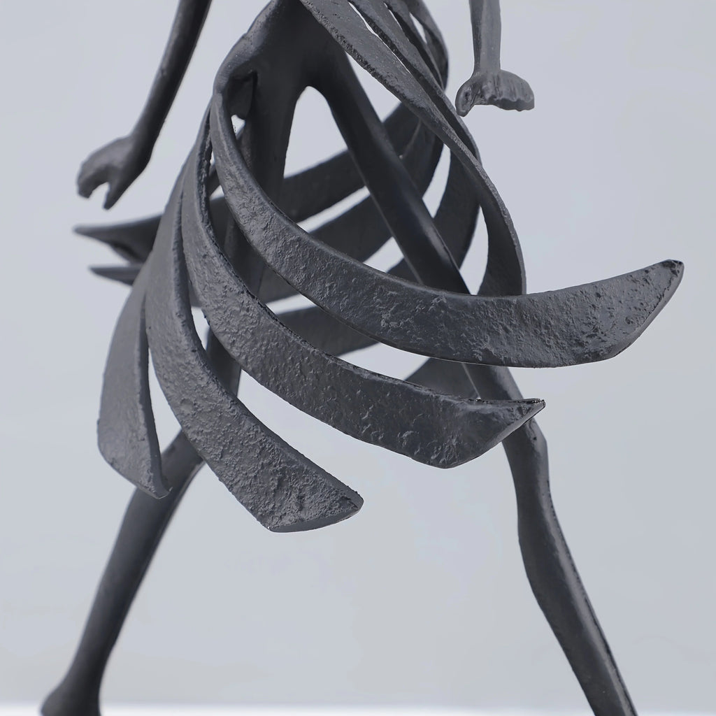 Abstract Metal with Marble Base, Skirt Goddess Human Figure Sculpture Artwork, Suitable for Living Room,... - House Of Avana