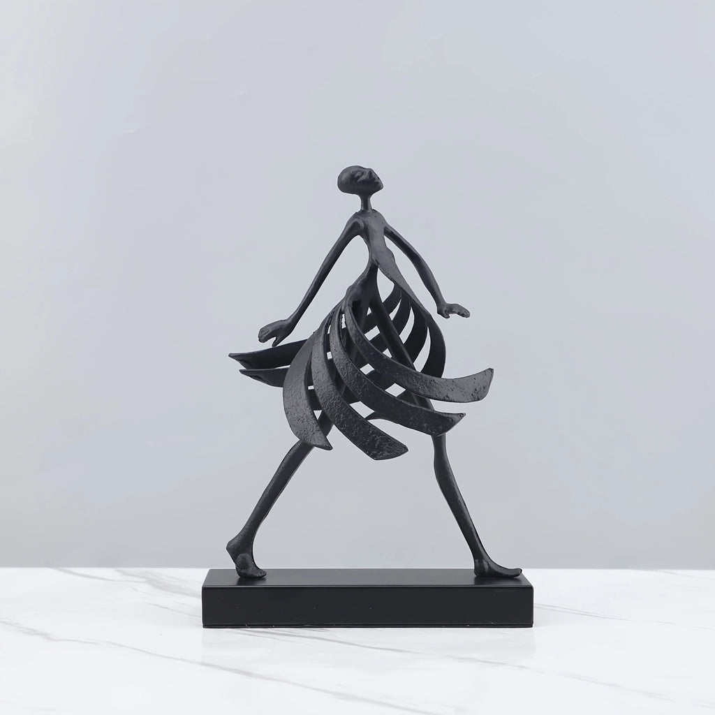Abstract Metal with Marble Base, Skirt Goddess Human Figure Sculpture Artwork, Suitable for Living Room,... - House Of Avana