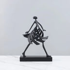 Abstract Metal with Marble Base, Skirt Goddess Human Figure Sculpture Artwork, Suitable for Living Room,... - House Of Avana