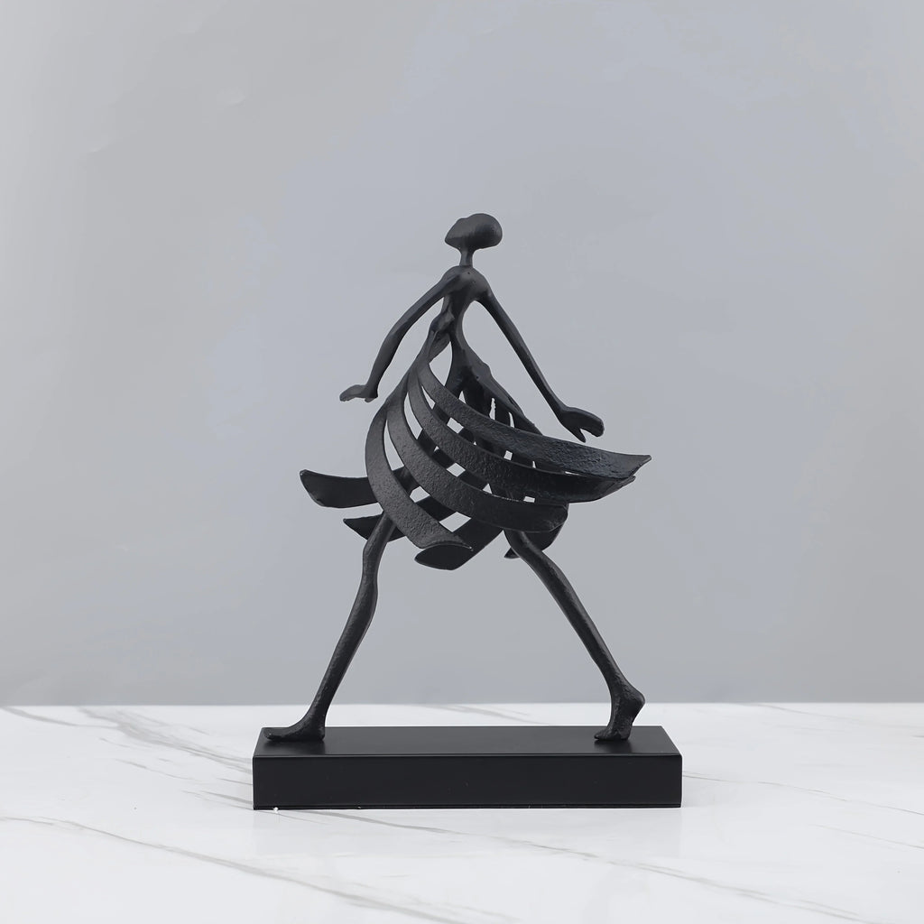 Abstract Metal with Marble Base, Skirt Goddess Human Figure Sculpture Artwork, Suitable for Living Room,... - House Of Avana