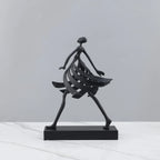 Abstract Metal with Marble Base, Skirt Goddess Human Figure Sculpture Artwork, Suitable for Living Room,... - House Of Avana