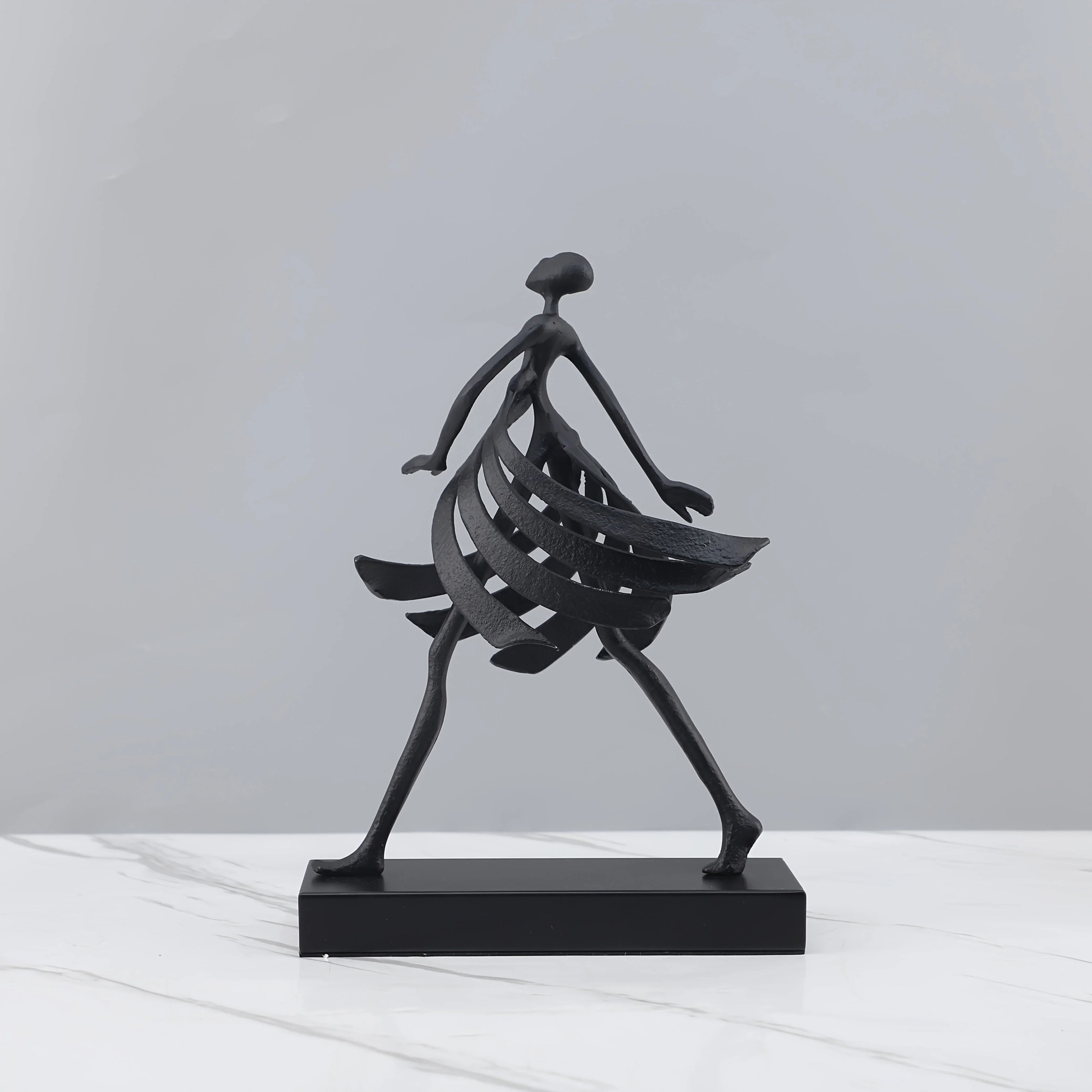 Abstract Metal with Marble Base, Skirt Goddess Human Figure Sculpture Artwork, Suitable for Living Room,... - House Of Avana