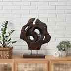 Teak Abstract Handmade Sculpture Live Edge Home Decor Statue 12" Lx3.5 Wx15.5 H - House Of Avana