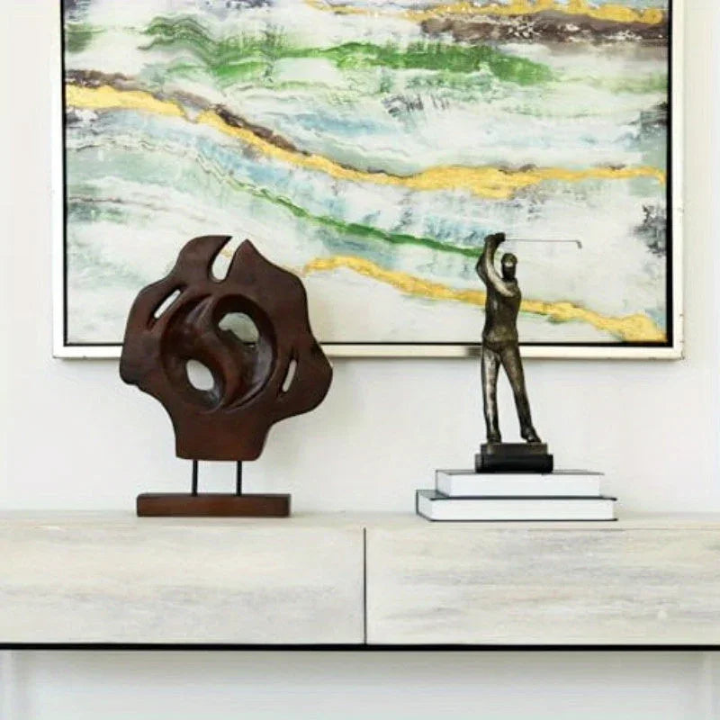 Teak Abstract Handmade Sculpture Live Edge Home Decor Statue 12" Lx3.5 Wx15.5 H - House Of Avana