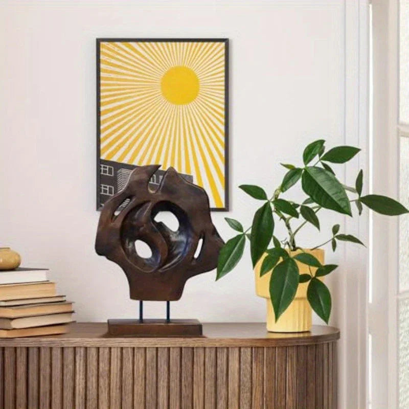 Teak Abstract Handmade Sculpture Live Edge Home Decor Statue 12" Lx3.5 Wx15.5 H - House Of Avana