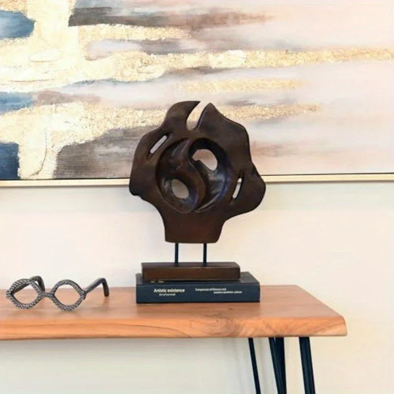 Teak Abstract Handmade Sculpture Live Edge Home Decor Statue 12" Lx3.5 Wx15.5 H - House Of Avana