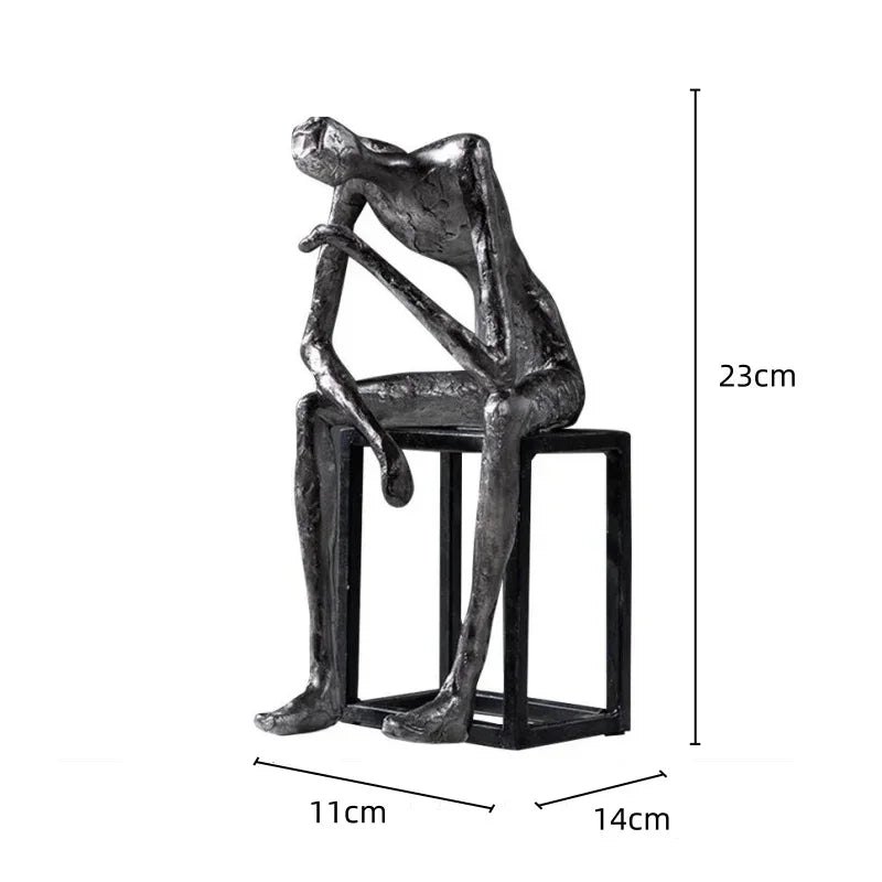 Abstract Figure Sculpture - Modern Thinker Figurine, angled view - House Of Avana