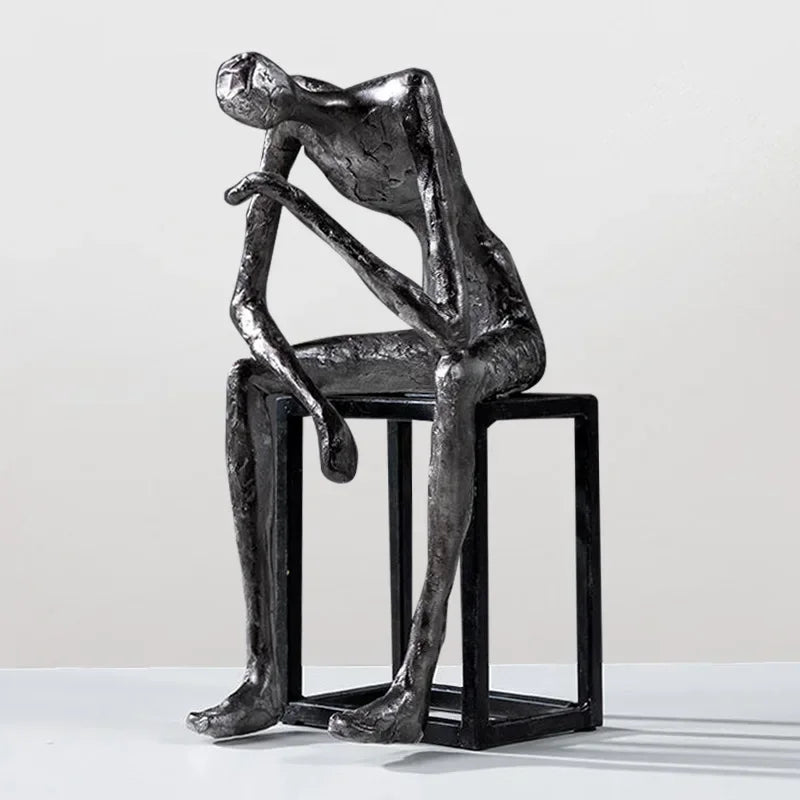 Abstract Figure Sculpture - Modern Thinker Figurine, detail shot - House Of Avana