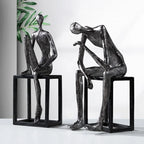 Abstract Figure Sculpture - Modern Thinker Figurine, front view - House Of Avana