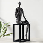 Abstract Figure Sculpture - Modern Thinker Figurine, lifestyle image - House Of Avana