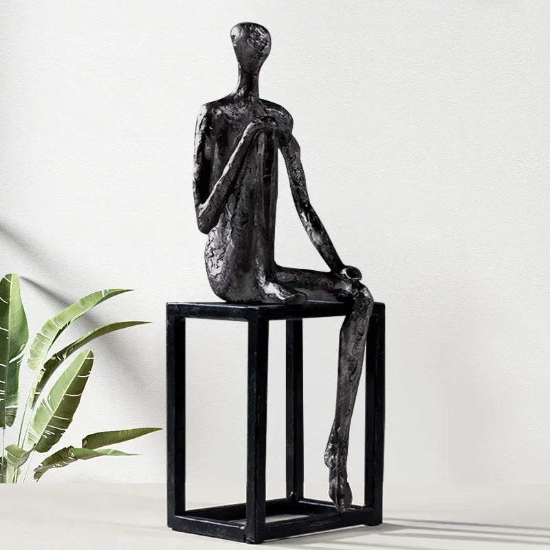 Abstract Figure Sculpture - Modern Thinker Figurine, lifestyle image - House Of Avana