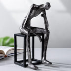 Abstract Figure Sculpture - Modern Thinker Figurine, side view - House Of Avana