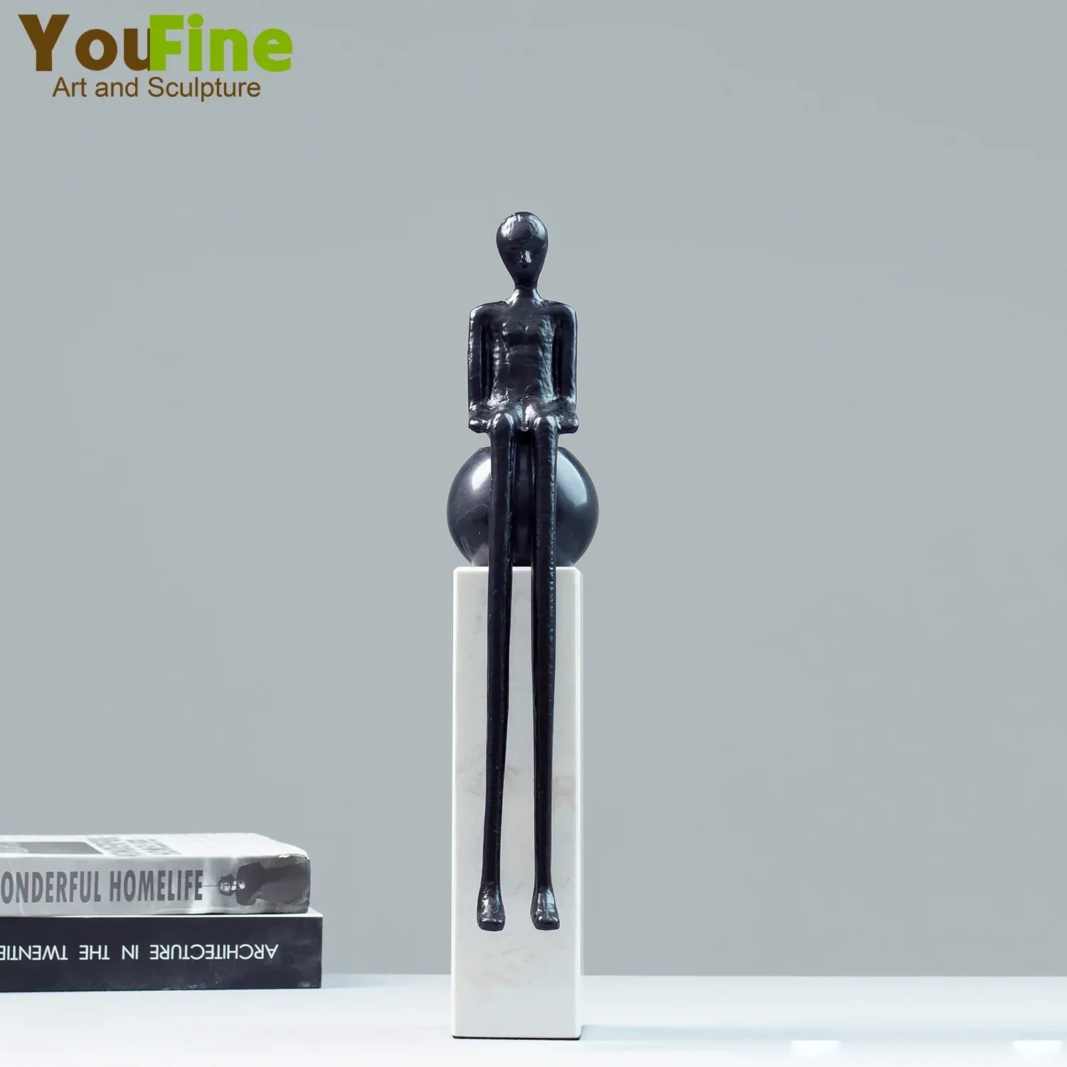 Abstract Metal Sculpture Creative Character Handcrafts Marble Base Figurines for Home Office Decoration... - House Of Avana