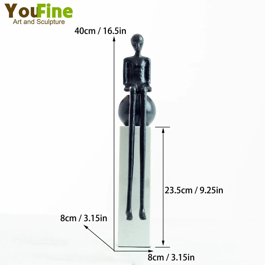 Abstract Metal Sculpture Creative Character Handcrafts Marble Base Figurines for Home Office Decoration... - House Of Avana