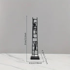 Abstract Sculpture - Metal Silver Climbing Stairs Design, dimensions view - House Of Avana