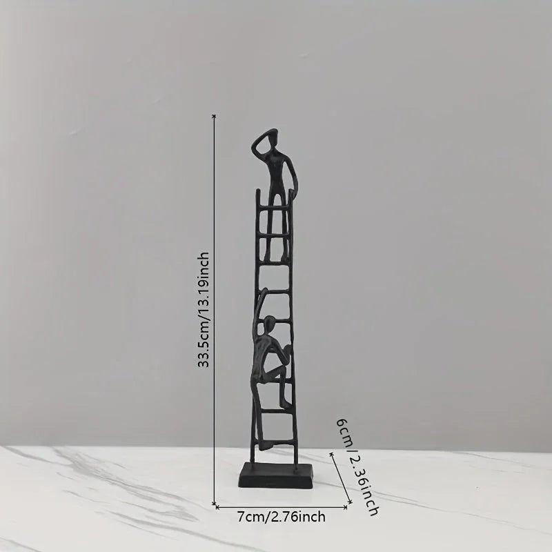 Abstract Sculpture - Metal Silver Climbing Stairs Design, in-use display - House Of Avana