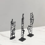 Abstract Sculpture - Metal Silver Climbing Stairs Design, lifestyle image - House Of Avana