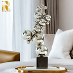 61cm Modern Art Metal Sculpture Stainless Steel High Polished Ball Statue Abstract Stainless Steel... - House Of Avana