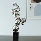 61cm Modern Art Metal Sculpture Stainless Steel High Polished Ball Statue Abstract Stainless Steel... - House Of Avana