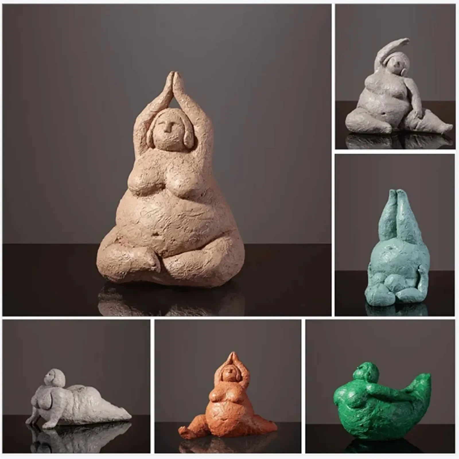 Abstract Sculpture Graceful Yoga Fat Woman Artwork Bedroom Living Room Home Decoration Ornaments Resin... - House Of Avana