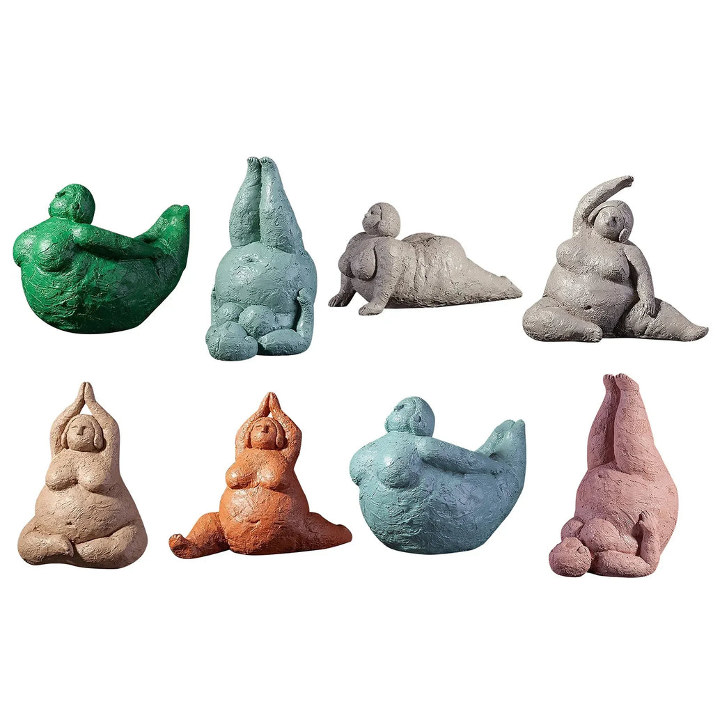 Abstract Sculpture Graceful Yoga Fat Woman Artwork Bedroom Living Room Home Decoration Ornaments Resin... - House Of Avana