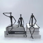 Creative Abstract Metal Human Sculpture Cast Iron Black Person Desktop Ornament Living Room Decoration... - House Of Avana