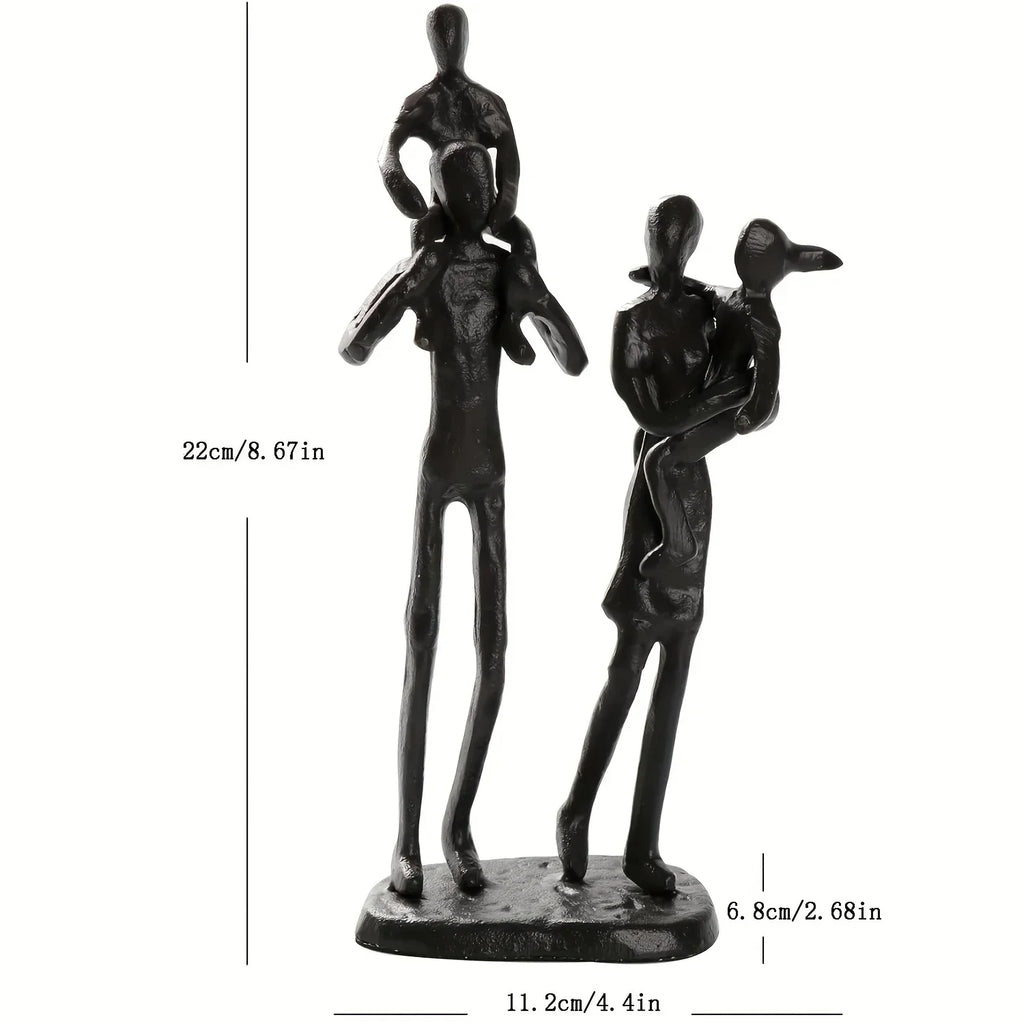 Charming Cast Iron Family of Four Statue - Abstract Home Decor Sculpture for Living Room, Bedroom,... - House Of Avana