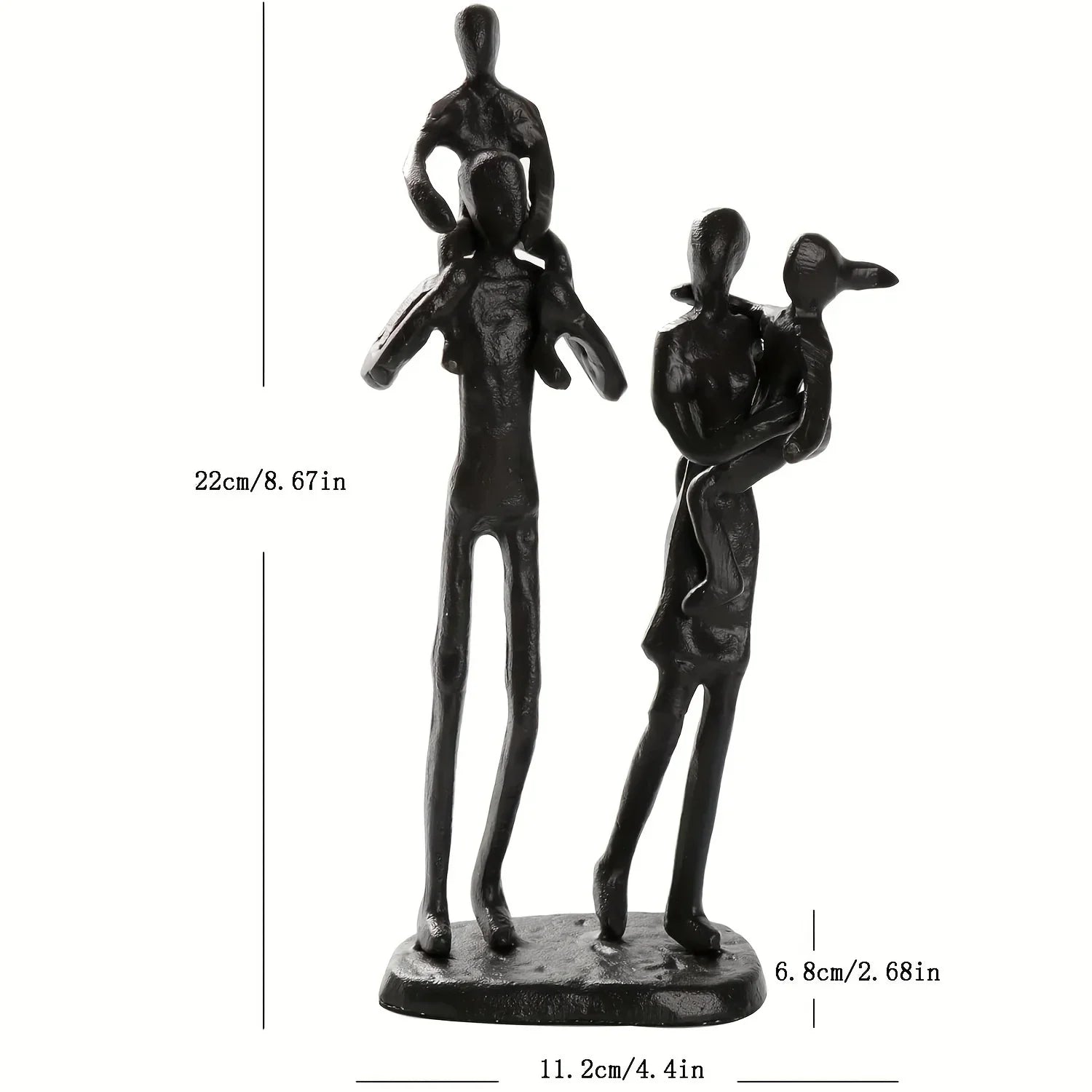 Charming Cast Iron Family of Four Statue - Abstract Home Decor Sculpture for Living Room, Bedroom,... - House Of Avana