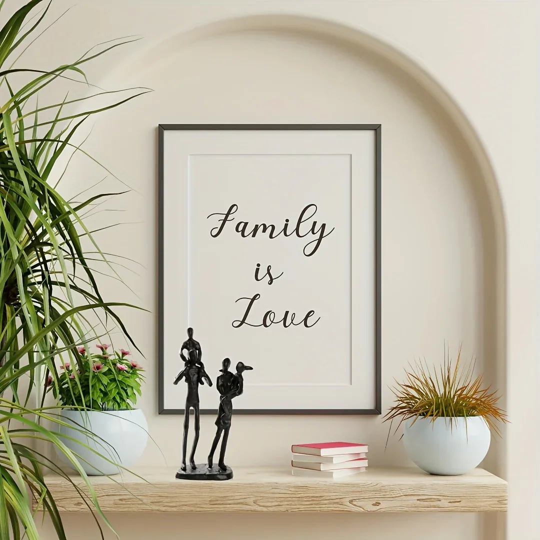 Charming Cast Iron Family of Four Statue - Abstract Home Decor Sculpture for Living Room, Bedroom,... - House Of Avana