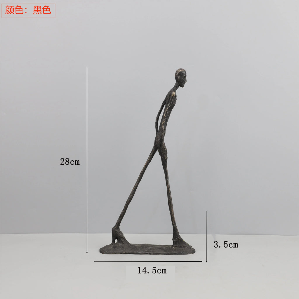 Abstract Statue - Dancing Girl Iron Finish, angled view - House Of Avana