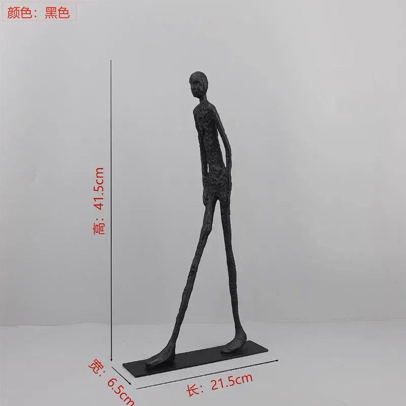 Abstract Statue - Dancing Girl Iron Finish, angled view - House Of Avana