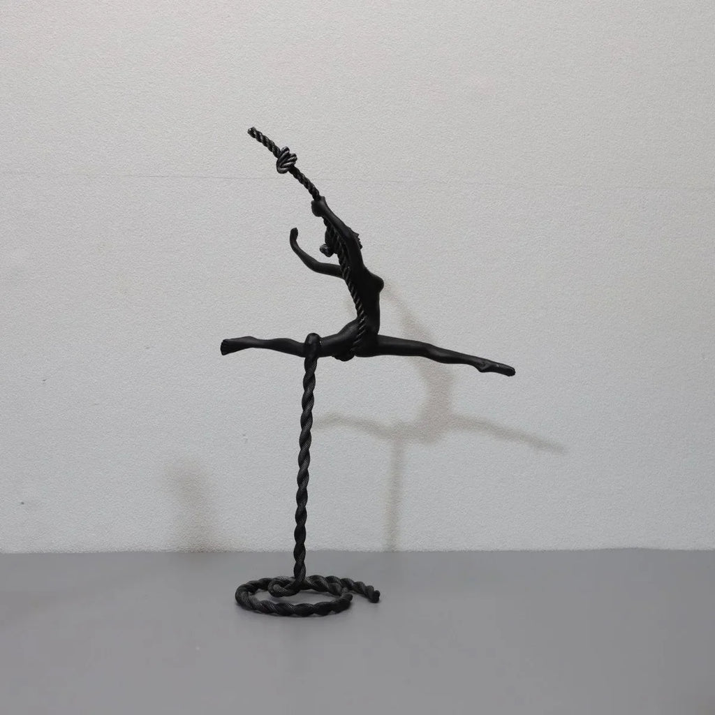 Abstract Statue - Dancing Girl Iron Finish, back view - House Of Avana