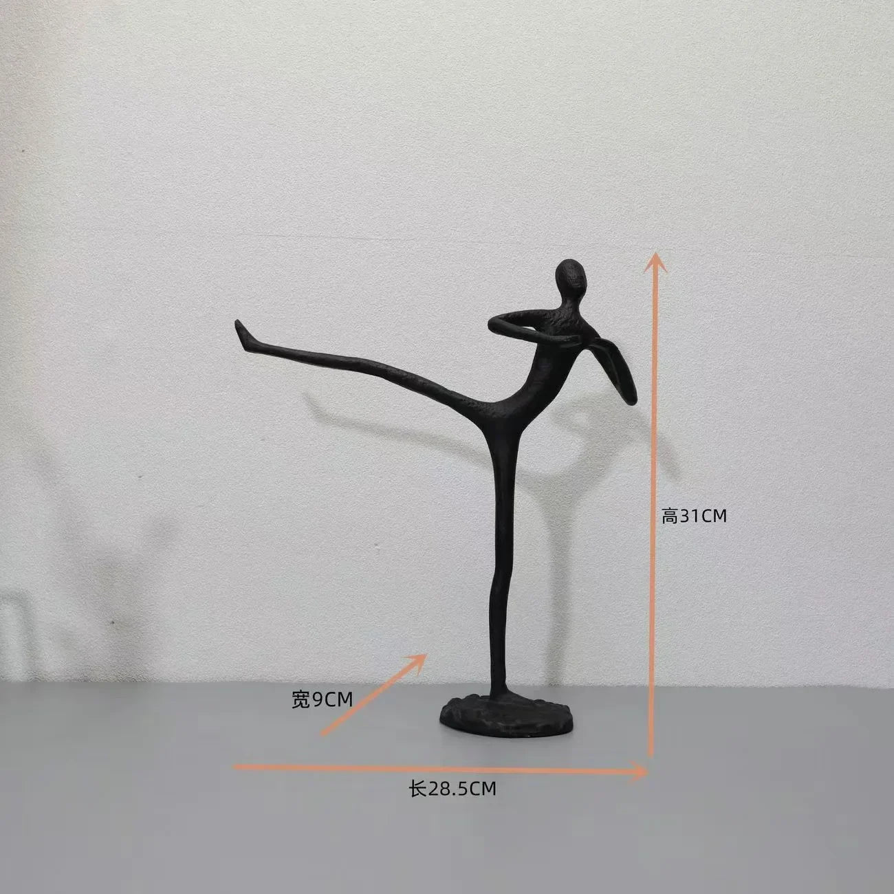 Abstract Statue - Dancing Girl Iron Finish, close-up view - House Of Avana