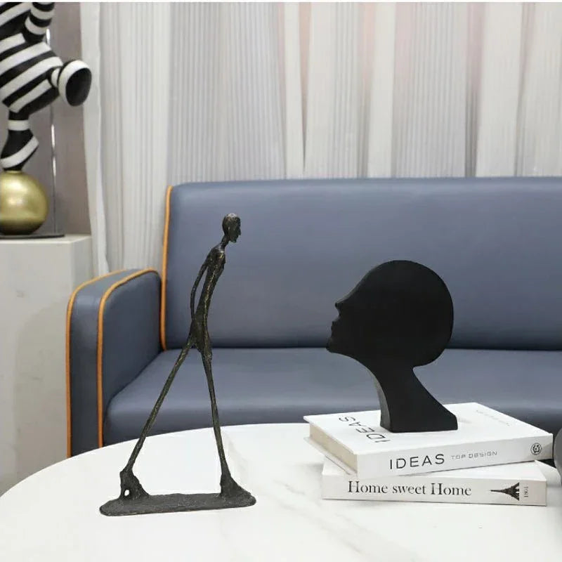 Abstract Statue - Dancing Girl Iron Finish, detail shot - House Of Avana